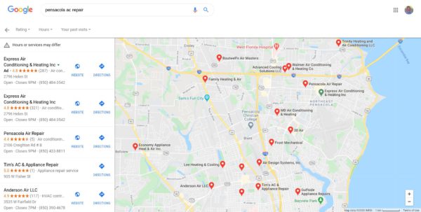 Heating and Air Conditioning Repair Google Maps
